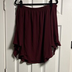 Elegant Burgundy Off-Shoulder Shirt